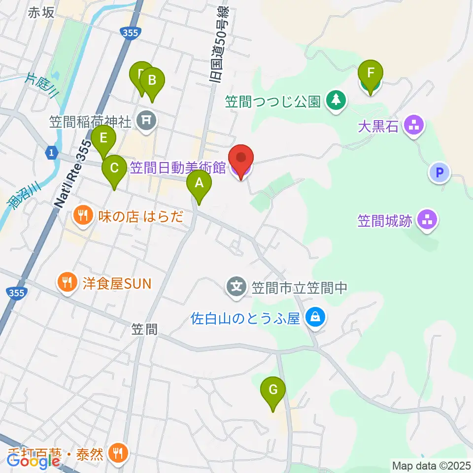 笠間日動美術館周辺のホテル一覧地図