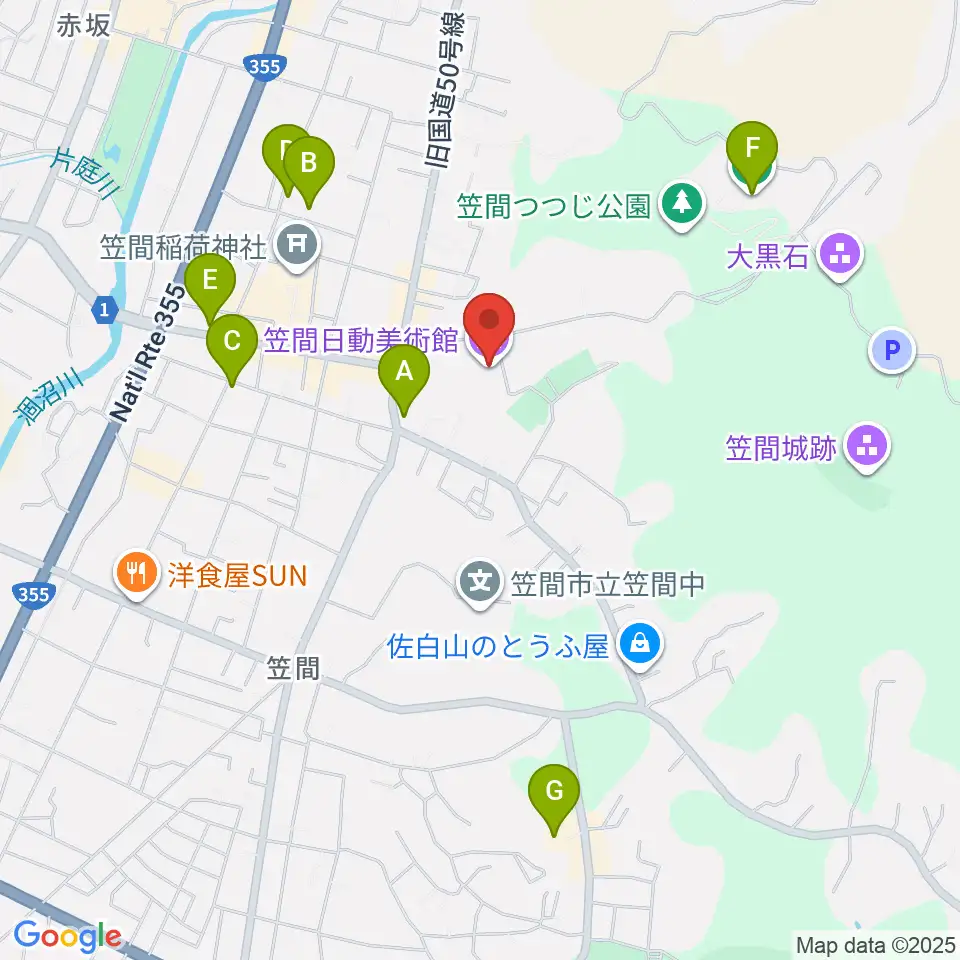 笠間日動美術館周辺のホテル一覧地図