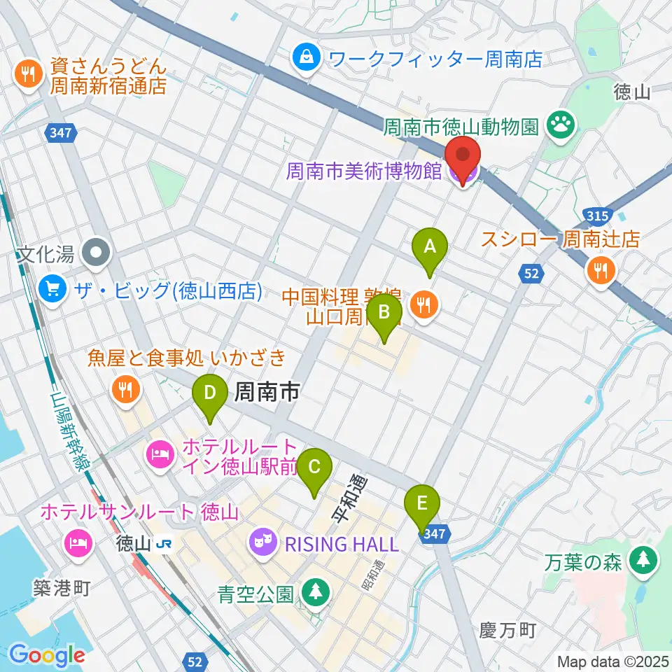 周南市美術博物館周辺のホテル一覧地図