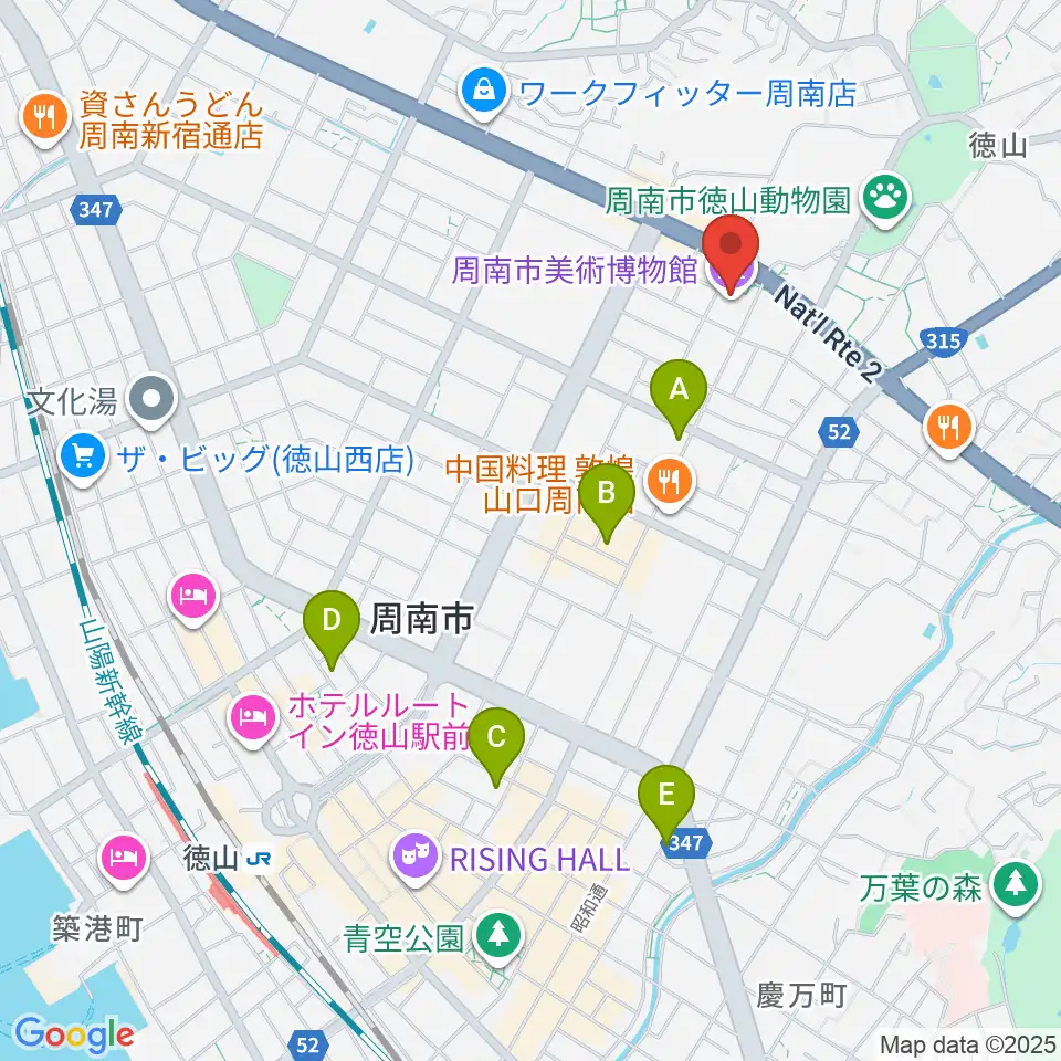 周南市美術博物館周辺のホテル一覧地図