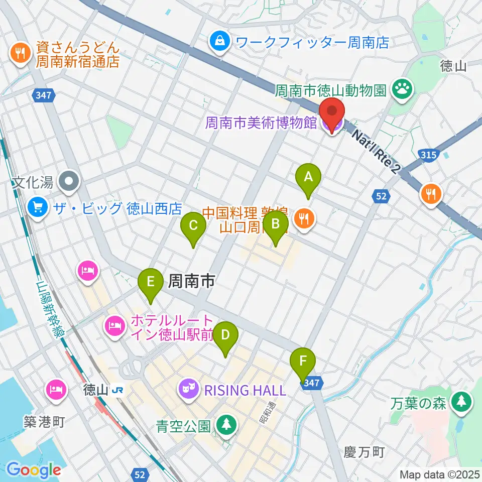 周南市美術博物館周辺のホテル一覧地図