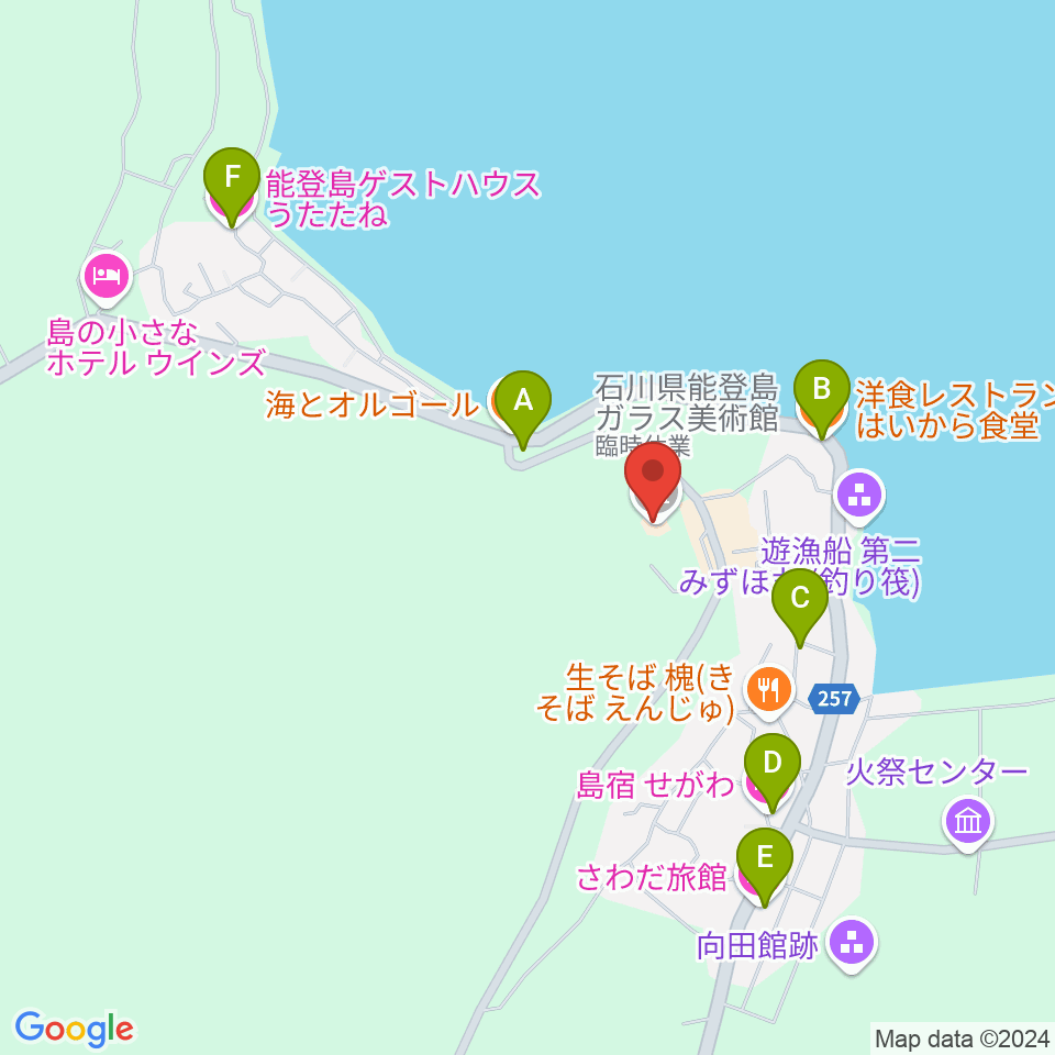 石川県能登島ガラス美術館周辺のホテル一覧地図