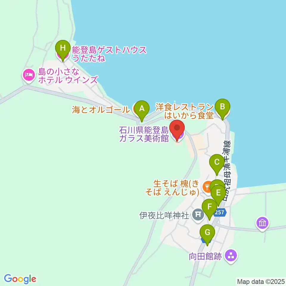 石川県能登島ガラス美術館周辺のホテル一覧地図