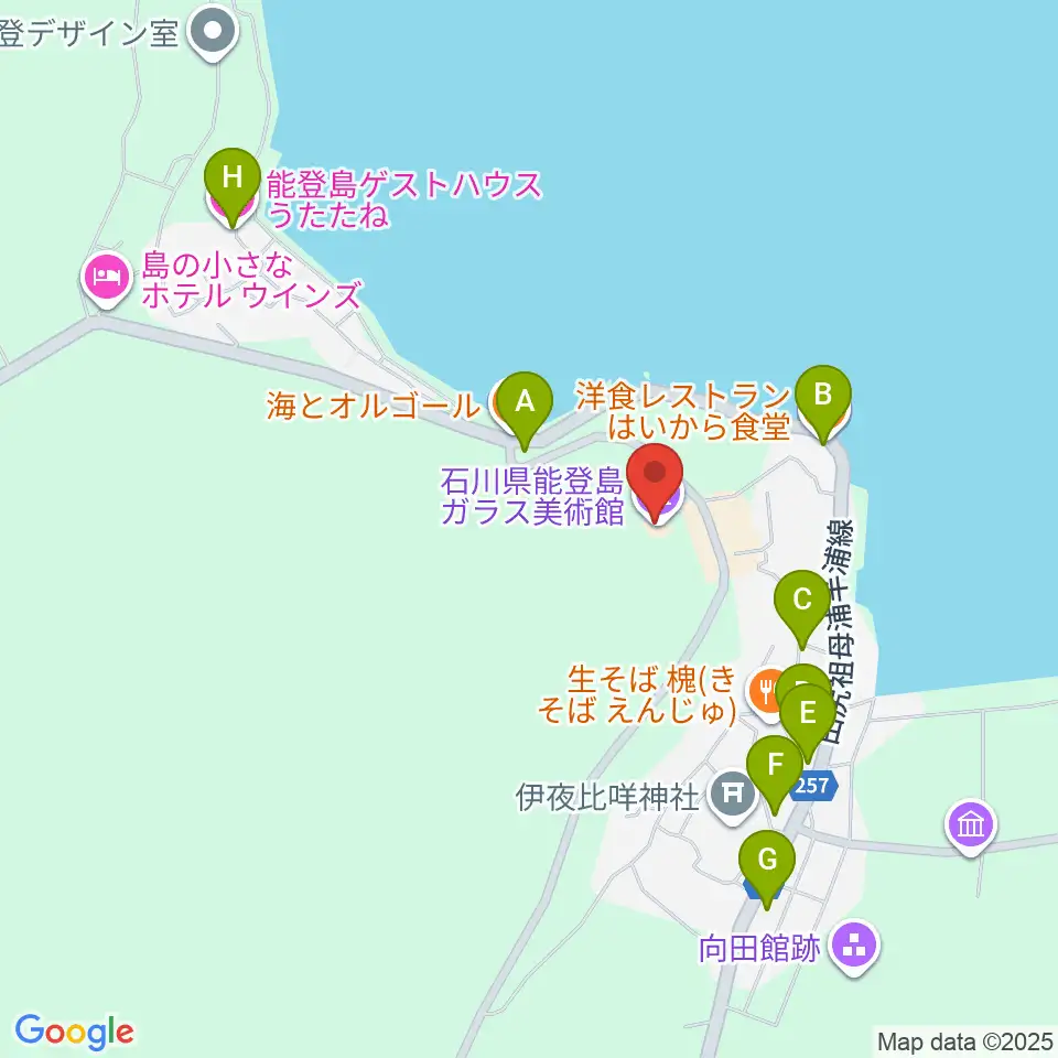 石川県能登島ガラス美術館周辺のホテル一覧地図