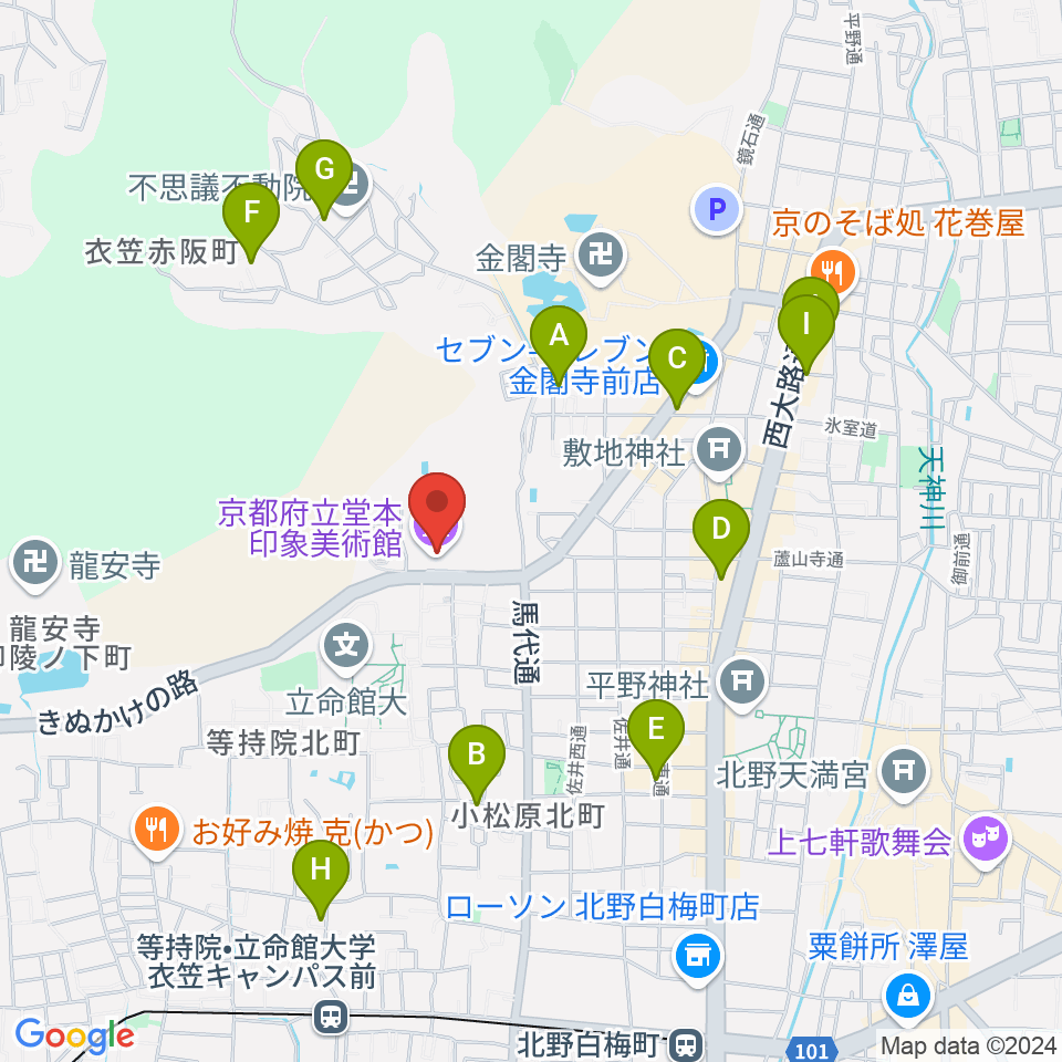 堂本印象美術館周辺のホテル一覧地図