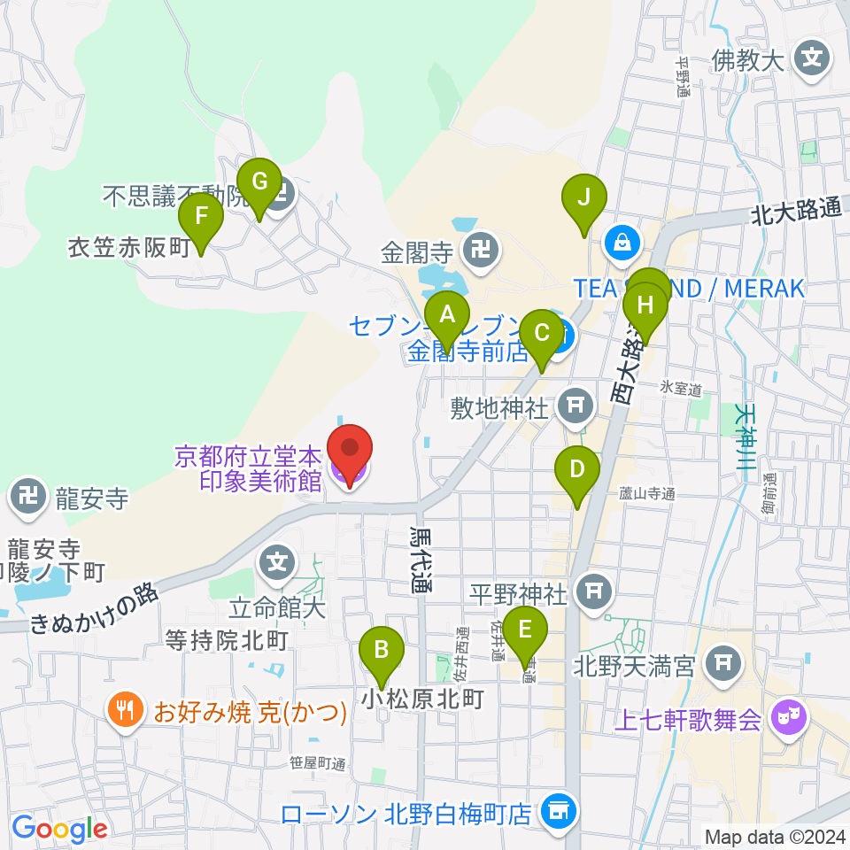 堂本印象美術館周辺のホテル一覧地図