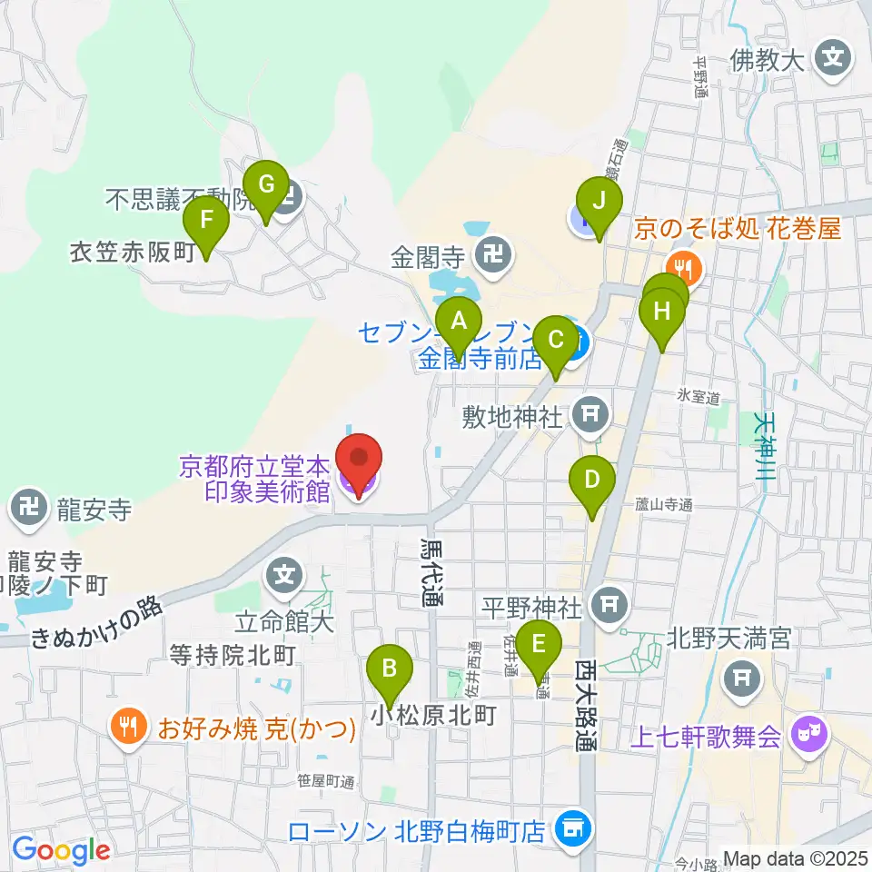 堂本印象美術館周辺のホテル一覧地図
