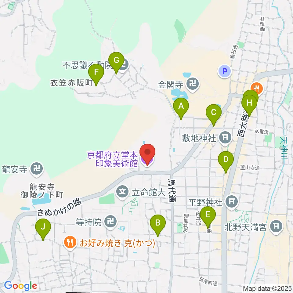 堂本印象美術館周辺のホテル一覧地図