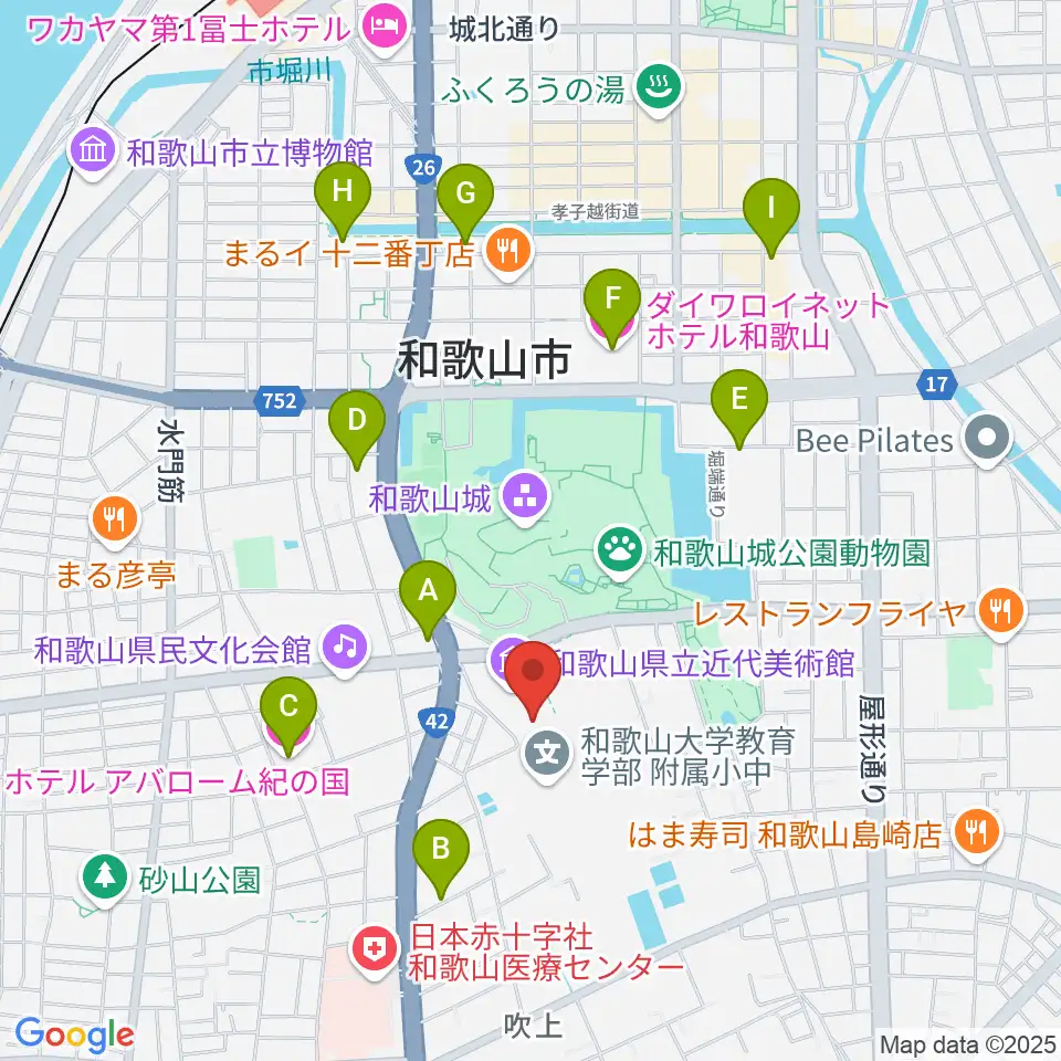 和歌山県立博物館周辺のホテル一覧地図