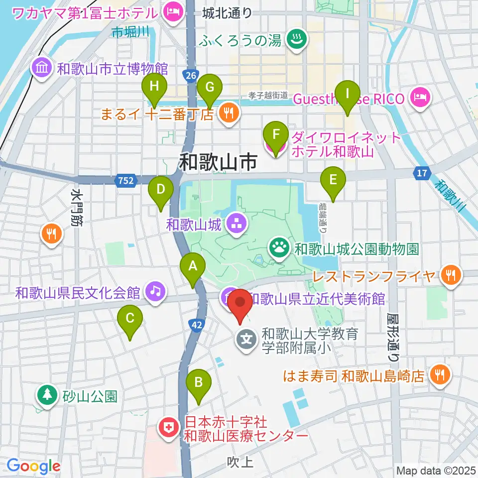 和歌山県立博物館周辺のホテル一覧地図