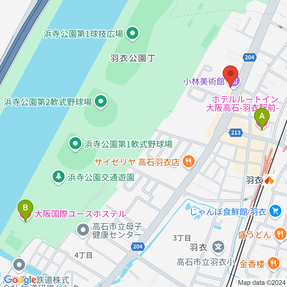 小林美術館周辺のホテル一覧地図