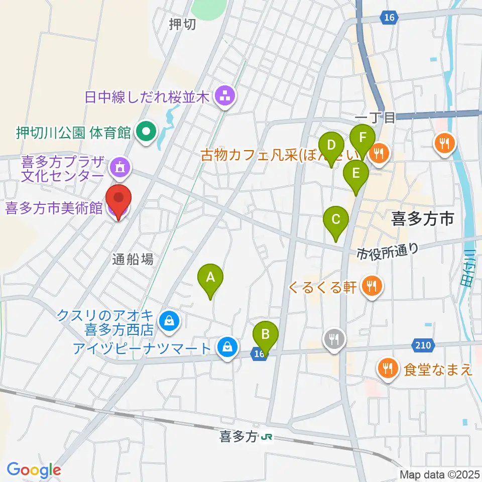 喜多方市美術館周辺のホテル一覧地図