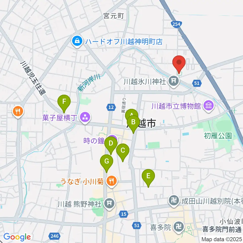 ヤオコー川越美術館（三栖右嗣記念館）周辺のホテル一覧地図