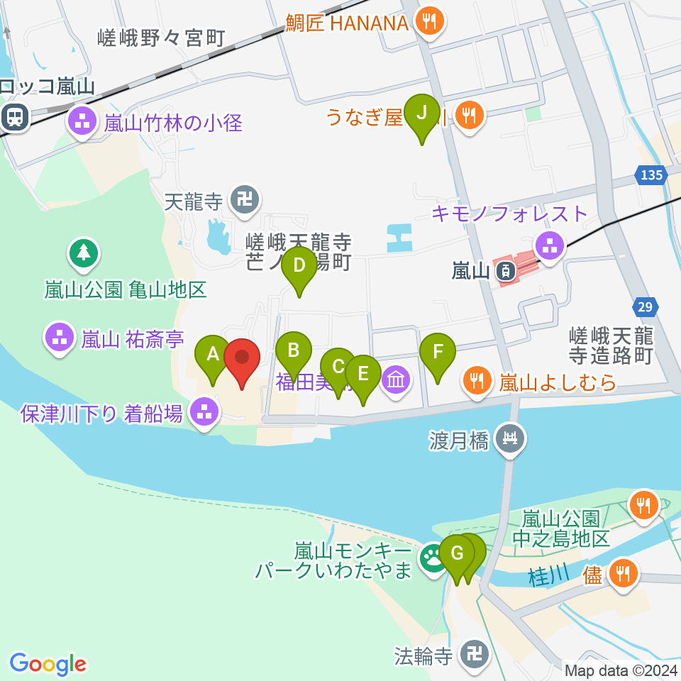 嵯峨嵐山文華館周辺のホテル一覧地図