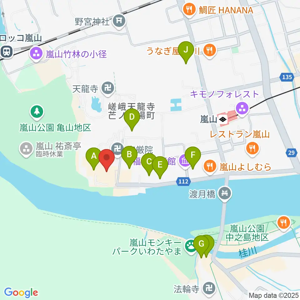 嵯峨嵐山文華館周辺のホテル一覧地図