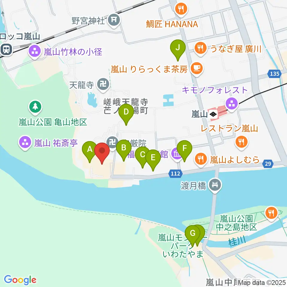 嵯峨嵐山文華館周辺のホテル一覧地図
