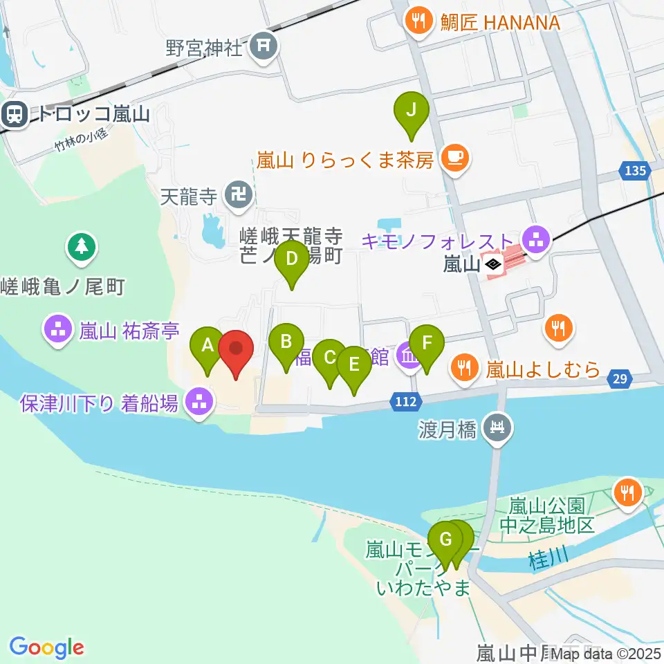 嵯峨嵐山文華館周辺のホテル一覧地図