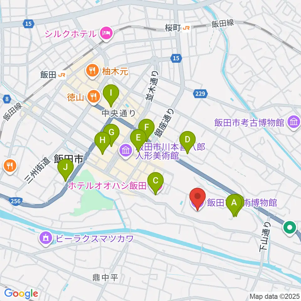飯田市美術博物館周辺のホテル一覧地図