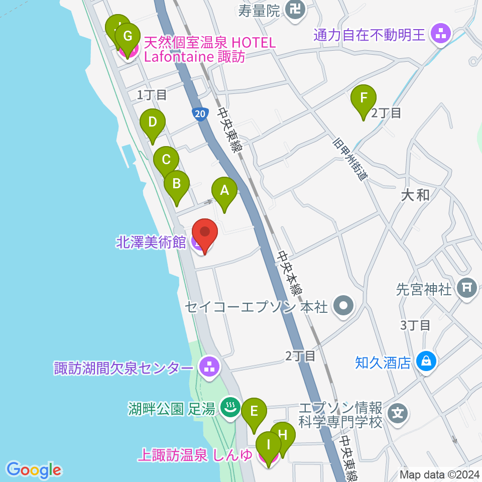 北澤美術館周辺のホテル一覧地図