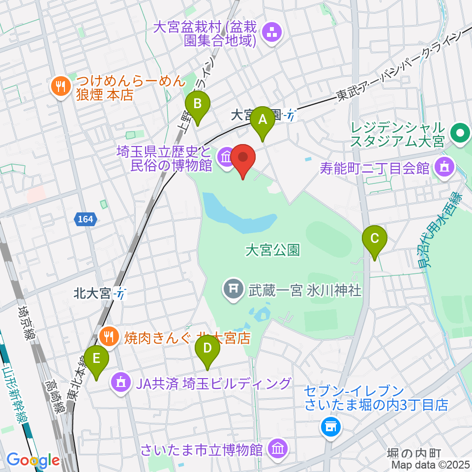 埼玉県立歴史と民俗の博物館周辺のホテル一覧地図