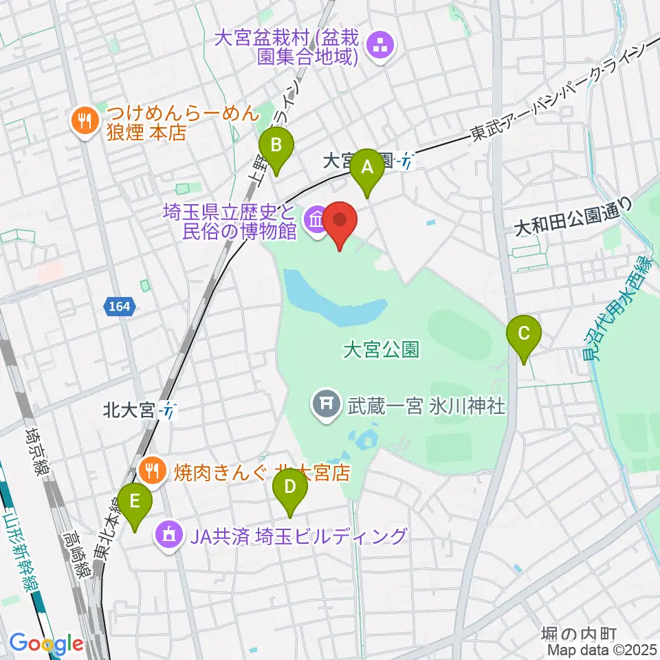 埼玉県立歴史と民俗の博物館周辺のホテル一覧地図