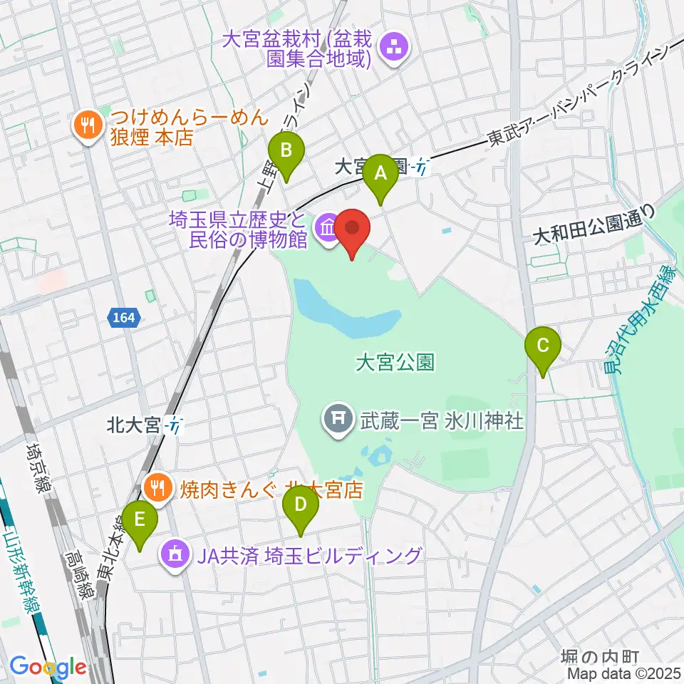 埼玉県立歴史と民俗の博物館周辺のホテル一覧地図