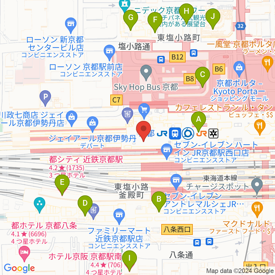 美術館「えき」KYOTO周辺のホテル一覧地図