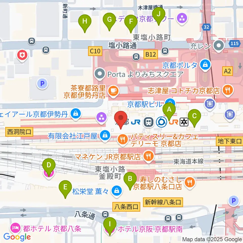 美術館「えき」KYOTO周辺のホテル一覧地図