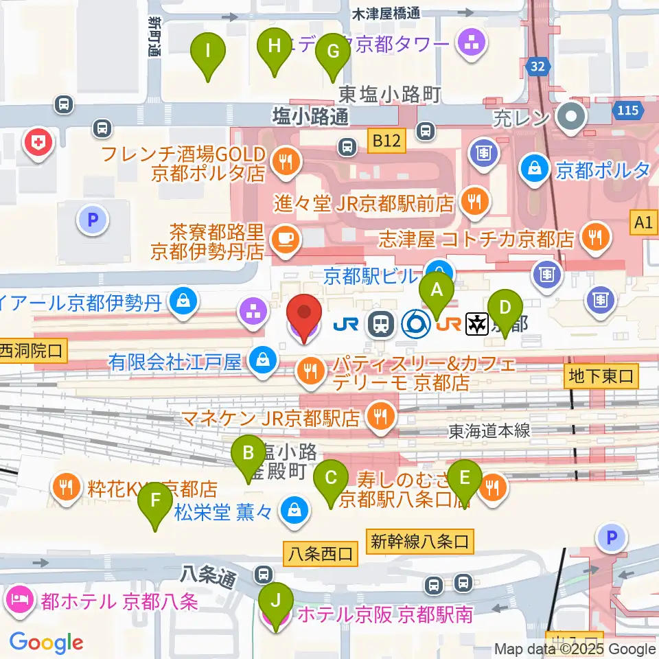 美術館「えき」KYOTO周辺のホテル一覧地図