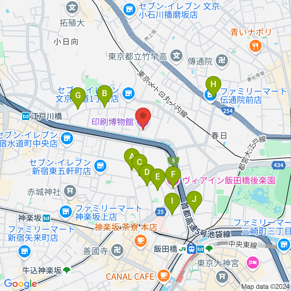 印刷博物館周辺のホテル一覧地図