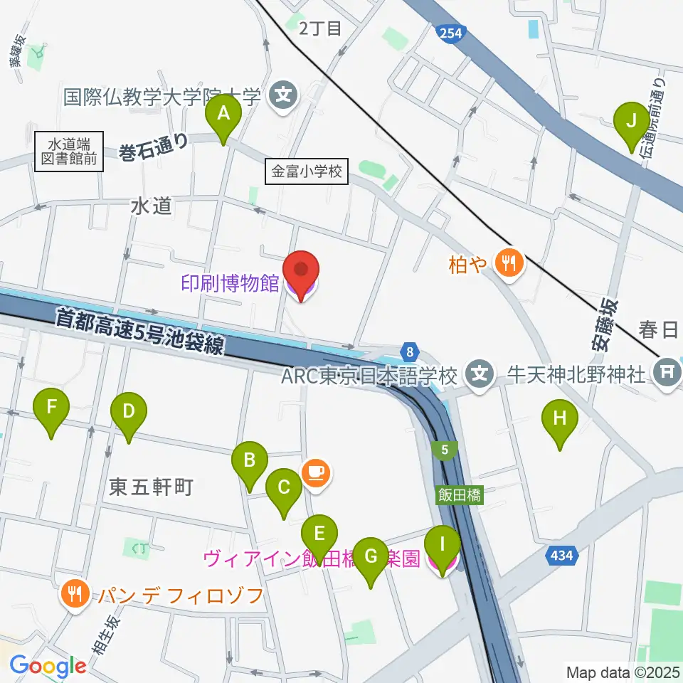 印刷博物館周辺のホテル一覧地図