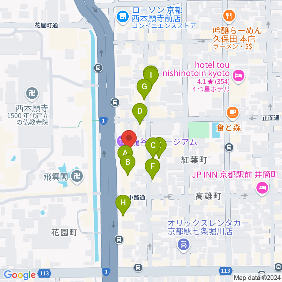 龍谷ミュージアム周辺のホテル一覧地図