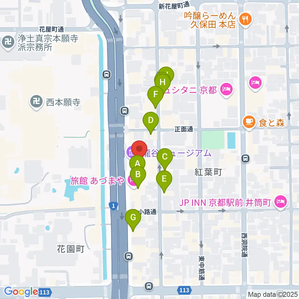 龍谷ミュージアム周辺のホテル一覧地図