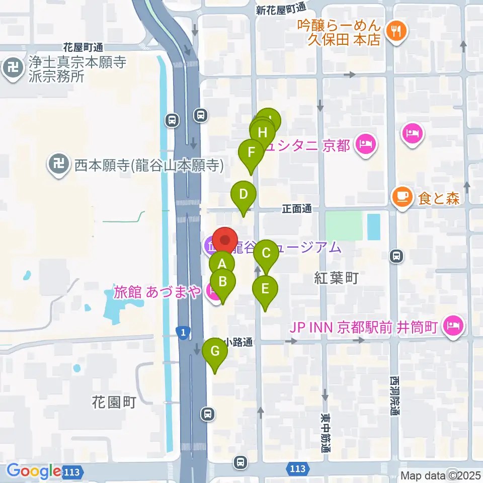 龍谷ミュージアム周辺のホテル一覧地図