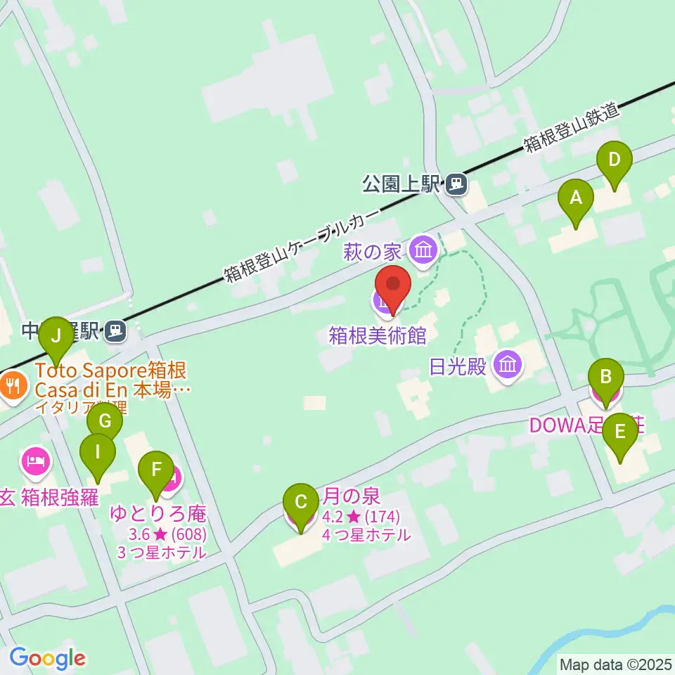箱根美術館周辺のホテル一覧地図