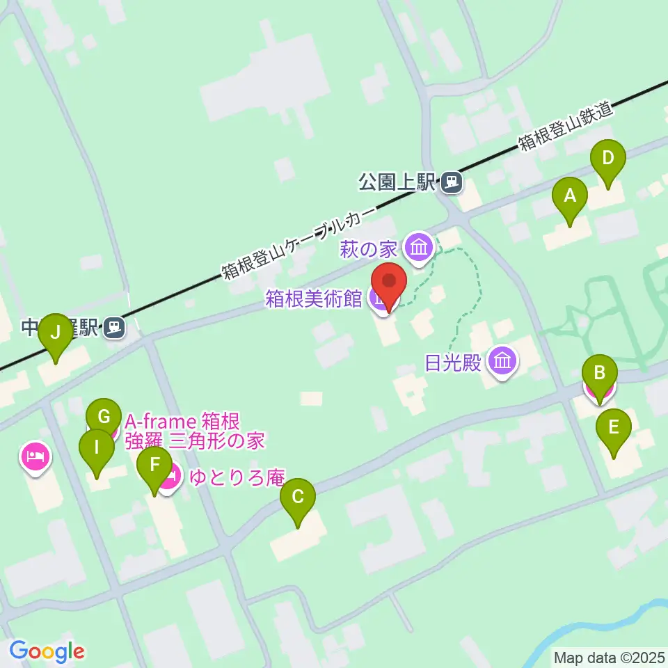 箱根美術館周辺のホテル一覧地図