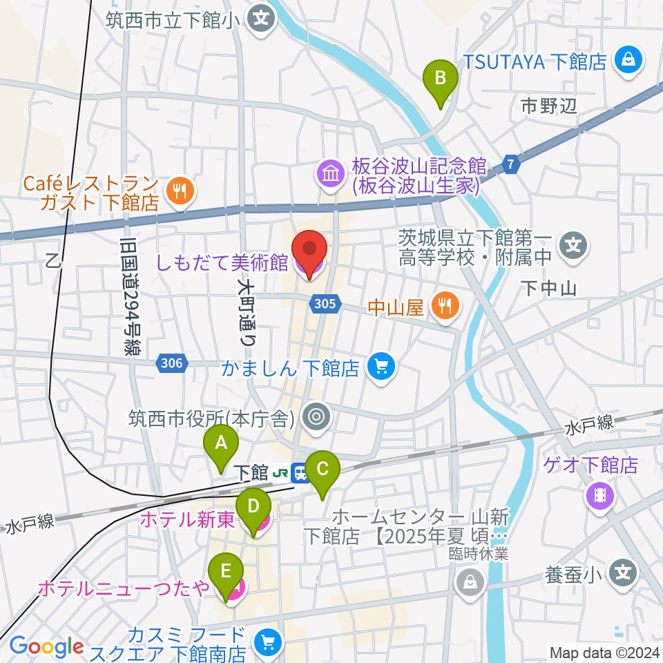 しもだて美術館周辺のホテル一覧地図