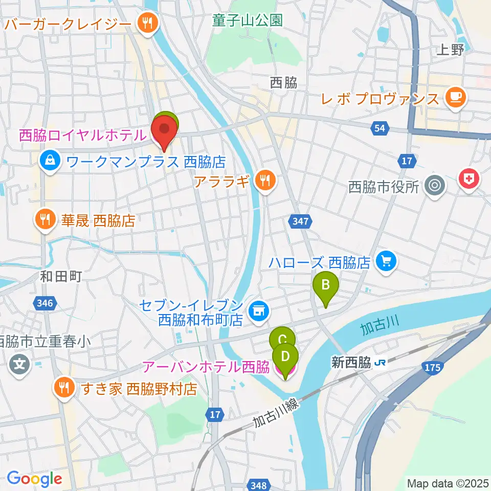 西脇市立音楽ホール アピカホール周辺のホテル一覧地図