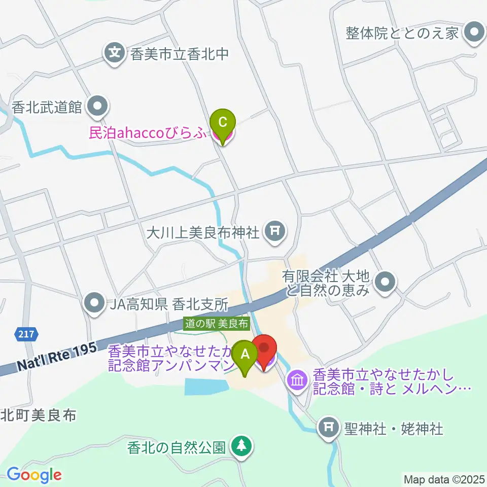 香美市立やなせたかし記念館周辺のホテル一覧地図