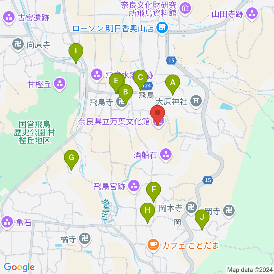 奈良県立万葉文化館周辺のホテル一覧地図