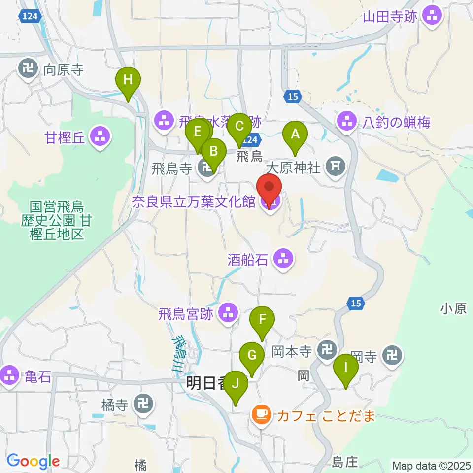 奈良県立万葉文化館周辺のホテル一覧地図