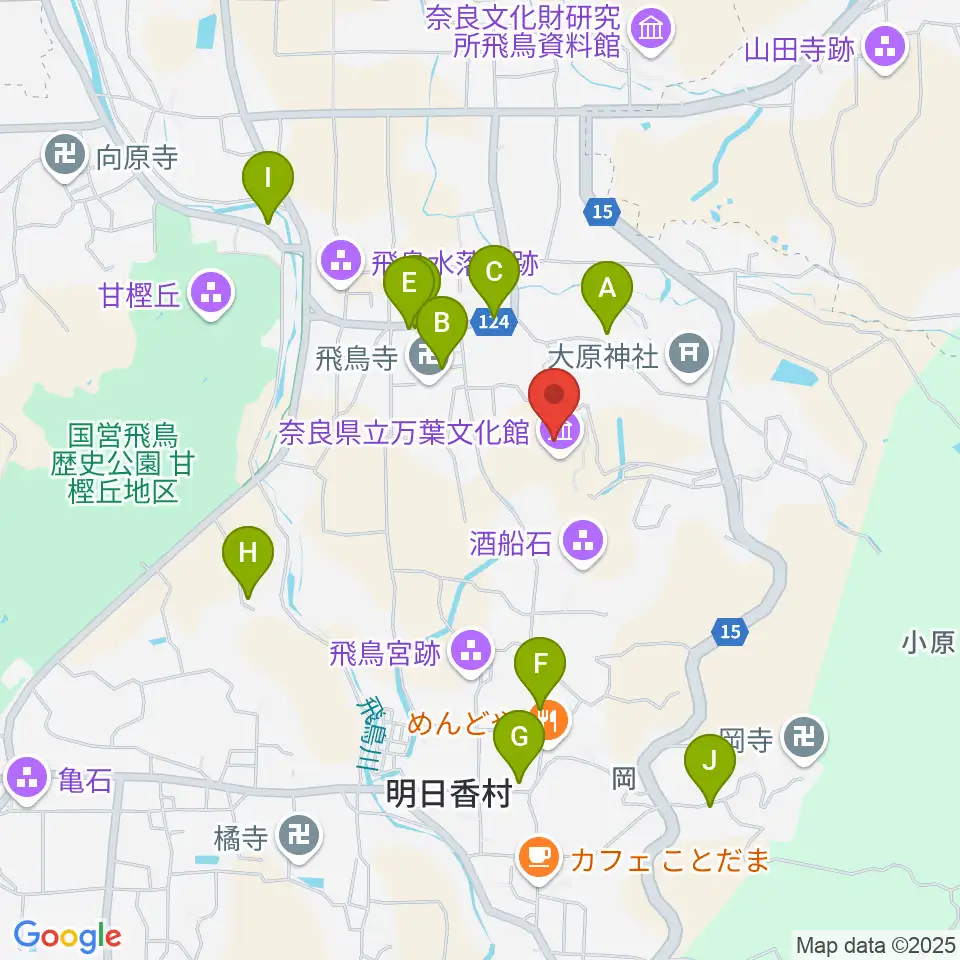 奈良県立万葉文化館周辺のホテル一覧地図