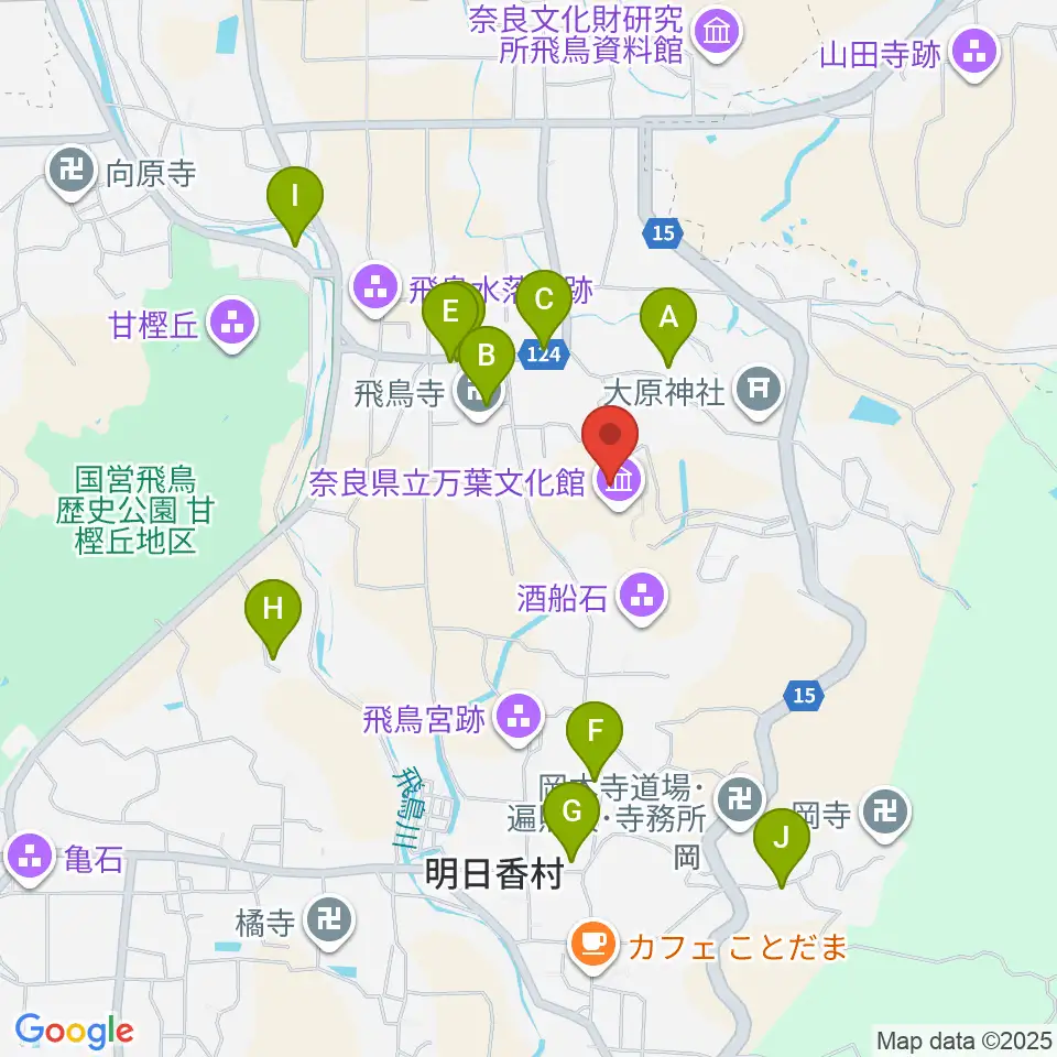 奈良県立万葉文化館周辺のホテル一覧地図