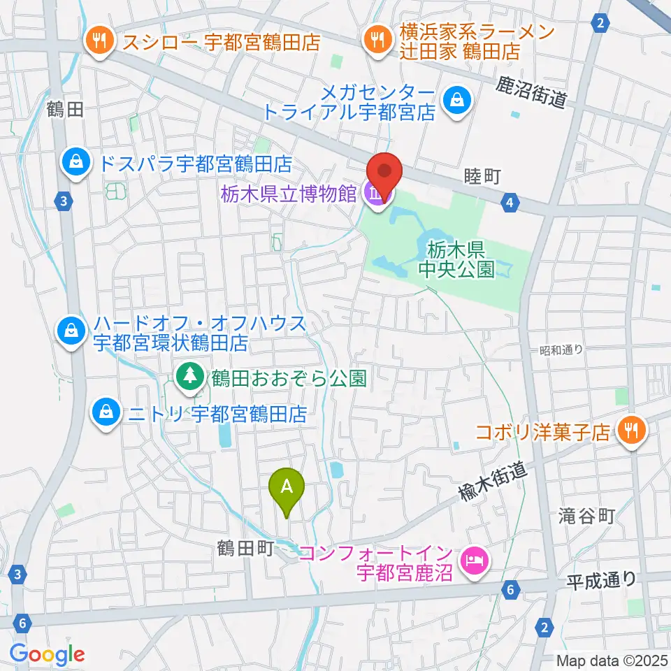 栃木県立博物館周辺のホテル一覧地図