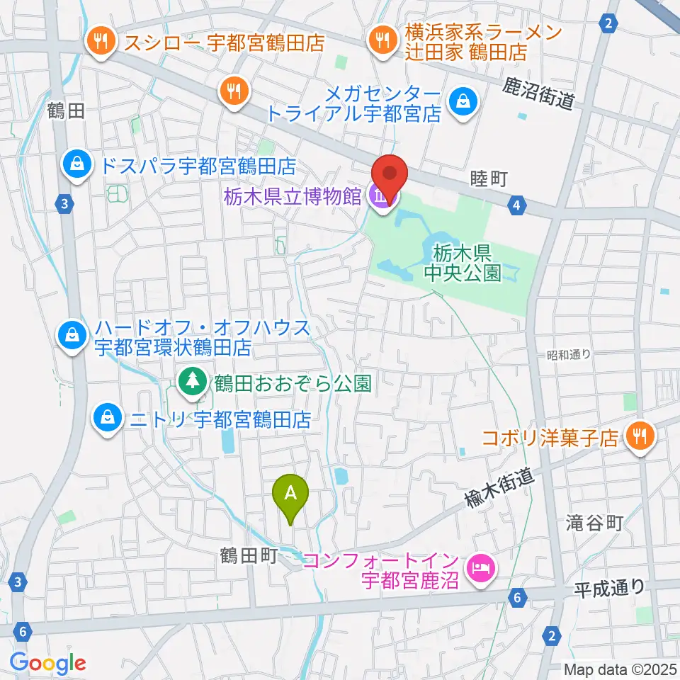 栃木県立博物館周辺のホテル一覧地図