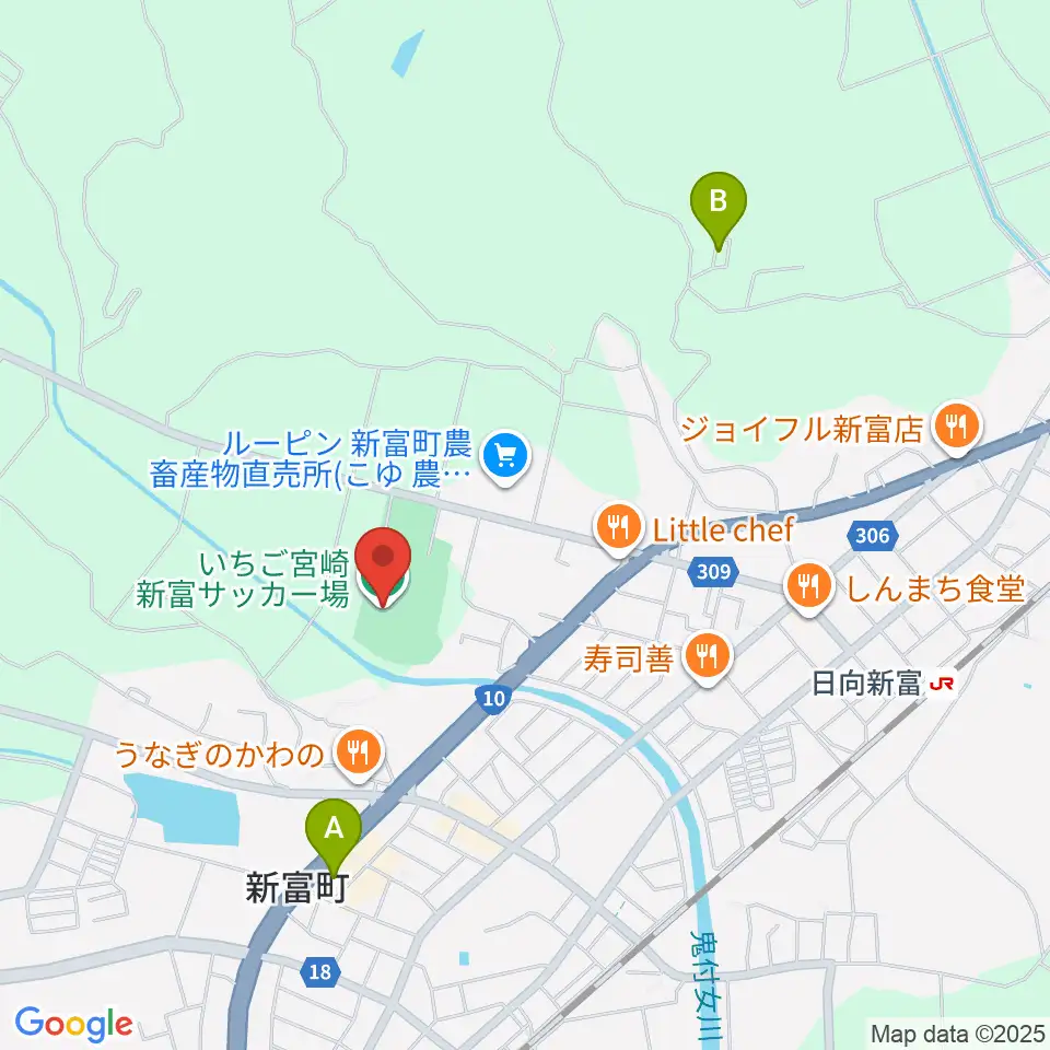 いちご宮崎新富サッカー場周辺のホテル一覧地図