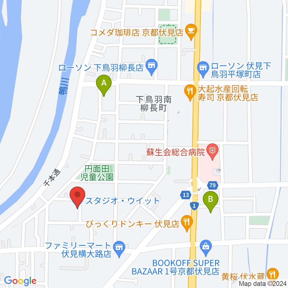 スタジオ・ウイット周辺のホテル一覧地図