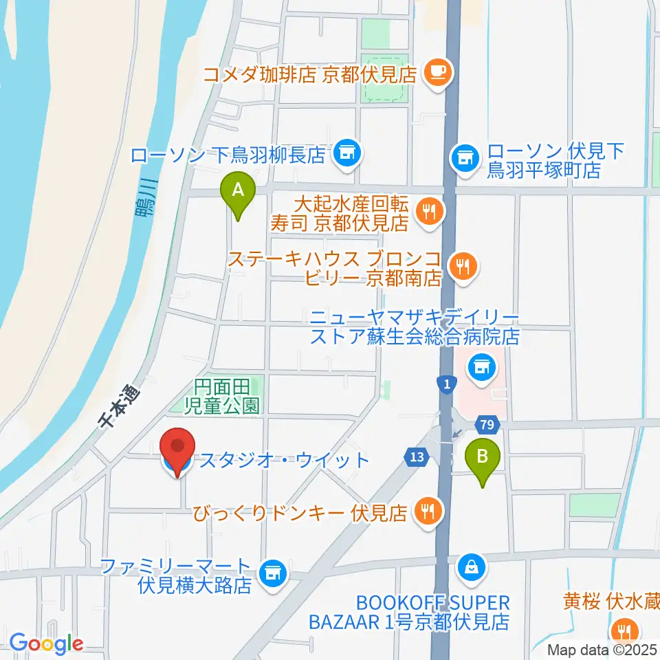 スタジオ・ウイット周辺のホテル一覧地図