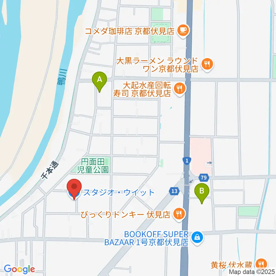 スタジオ・ウイット周辺のホテル一覧地図