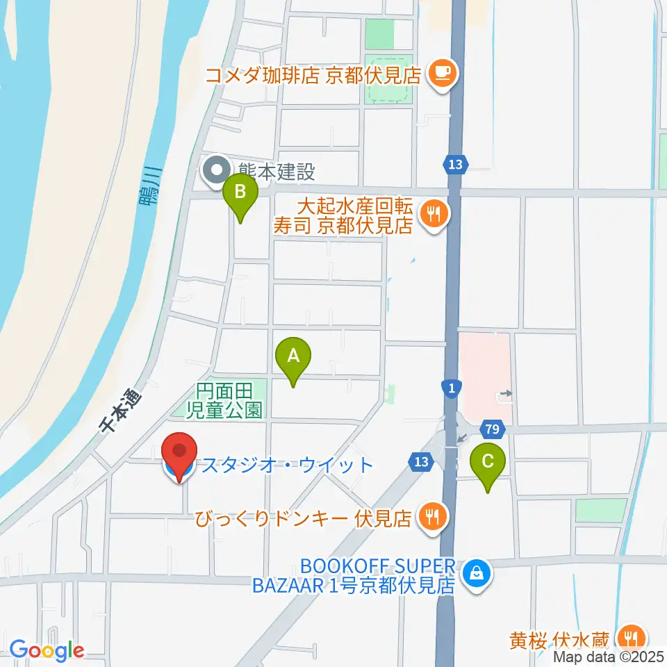 スタジオ・ウイット周辺のホテル一覧地図